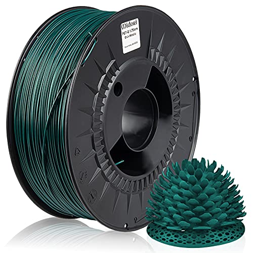 Midori® PETG Filament | 1,75mm 3D-Drucker-Filament 1kg Spule in Grün Metallic | Verwicklungsfreies Filament für 3D-Drucker & Stift
