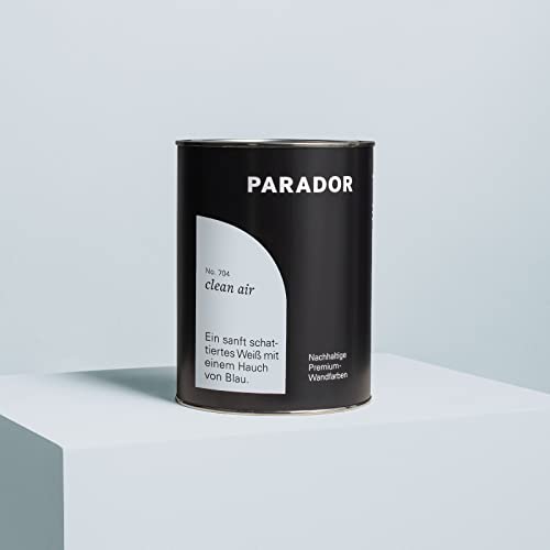 PARADOR Wandfarbe Clean Air weiß hellblau pastell 2,5 L - nachhaltige Premium Innenfarbe matt - hohe Deckkraft tropffest spritzfest ergiebig schnelltrocknend geruchsneutral vegan