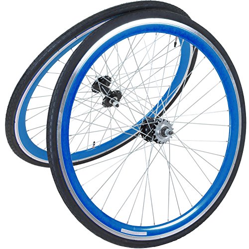 Galano Fixie Laufradsatz 700c Singlespeed Fixed Gear Laufräder Flip Flop Blade (blau/blau)