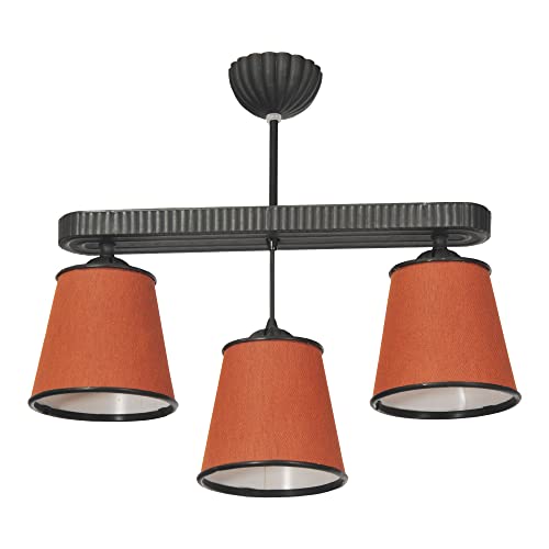 lux.pro Hängeleuchte Ruislip Pendelleuchte Deckenlampe aus Metall und Textil Hängelampe für Wohnzimmer, Esszimmer 3-flammig E27 Orange