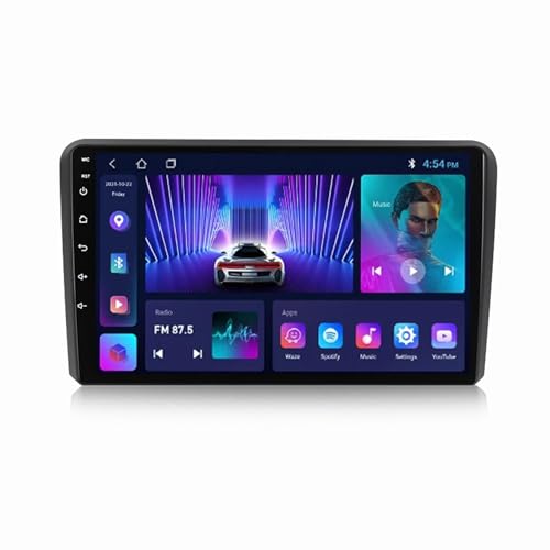 Android 11 Autoradio GPS Navigation Für Audi A3, 9 Zoll Touchscreen Unterstützt WiFi Bluetooth DSP RDS Rückfahrkamera + Lenkradsteuerung Mit Kabelloses CarPlay Android Auto (Size : M200S - 8 Core 2+3