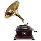 Grammophon Nostalgie Schellackplatten Trichter Grammofon Antik-Stil 4-Eckig
