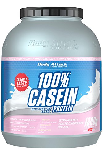 Body Attack 100% Casein Protein, Strawberry White-Chocolate, 1800 g