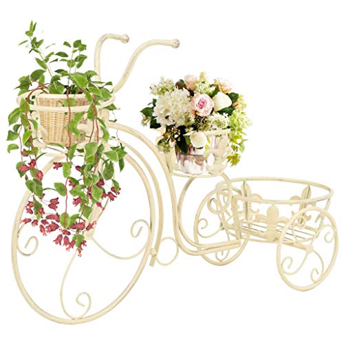Lechnical Pflanzenständer, Pflanzenständer Fahrradform Vintage-Stil Metall Antik Klassische Pflanzenständer Indoor Outdoor Weiß