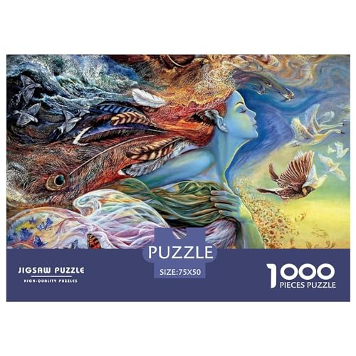 Puzzles 1000 Teile für Erwachsene Ölgemälde Kunst Mädchen Puzzle für Erwachsene Holzbrettpuzzles Familiendekoration 1000 Stück (75x50cm)