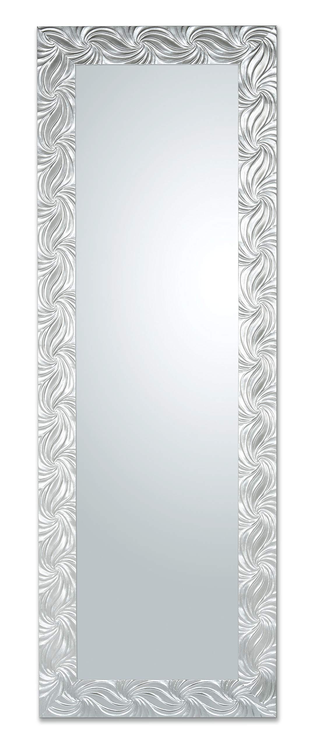 MO.WA Spiegel Wandspiegel Lang 50x145 Silber, Rahmenspiegel Rechteckig, Garderobenspiegel Modern, Lehnspiegel Ganzkörperspiegel Flurspiegel Holzspiegel versilbert