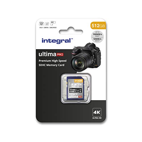 Integral 256 GB SD-Karte Premium 4K High Speed Memory SDXC bis zu 100 MB/s V30 UHS-I U3 512 GB 512 GB