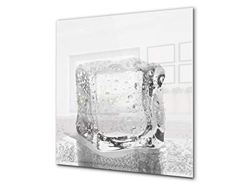 Aufkantung aus Hartglas - Glasrückwand - Rückwand für Küche und Bad BS18 Serie Eiswürfel: White Ice Cubes