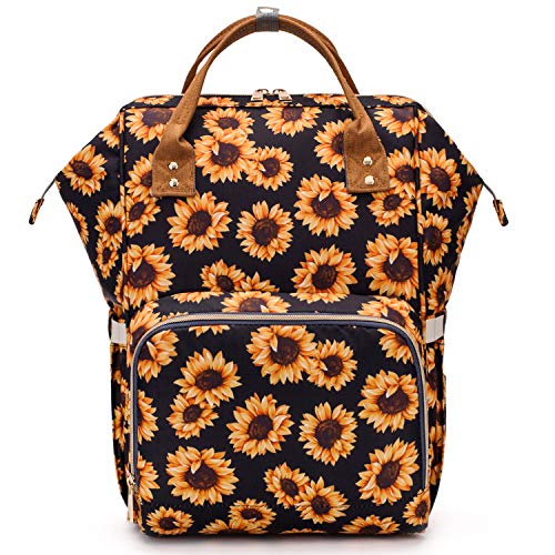 Baby Wickelrucksack Wickeltasche, Multifunktional Große Kapazität Babytasche (Sonnenblume)