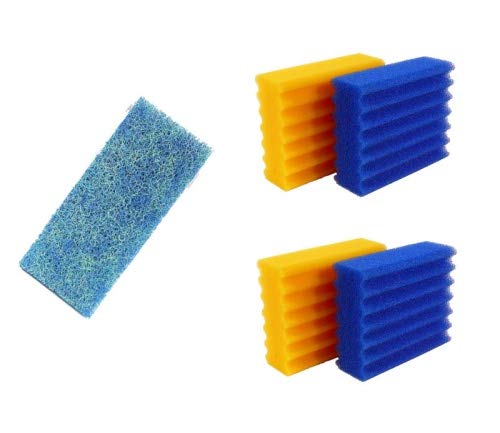 Pondlife 4 STK. Filterschwämme 2 Blaue & 2 gelbe -Plus- 1 STK. Biomatten passend für SunSun CBF