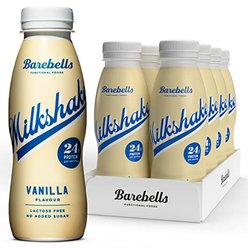 Barebells Cremiger Eiweiss shake – zuckerarm, 24 Gramm Protein pro Flasche, laktosefrei – Vanilla Milkshake, 8 x 330ml