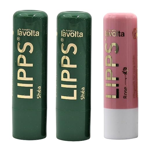 Dr. Armah LaVolta SHEA Lipps Rosenöl (4,6g) mit Damaszener Rosenöl + Lippenpflege Lipps - 2x 4,5g
