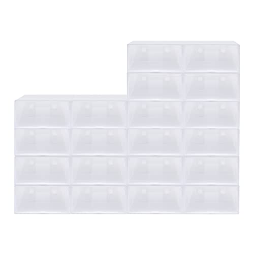 Ethedeal 20 Stück Kunststoff-Schuhaufbewahrungsboxen, Durchsichtige Schuh-Organizer-Box, Stapelbare Schuhboxen