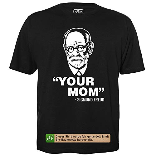 Freuds Deine Mutter - Herren T-Shirt für Geeks mit Spruch Motiv aus Bio-Baumwolle Kurzarm Rundhals Ausschnitt, Größe L