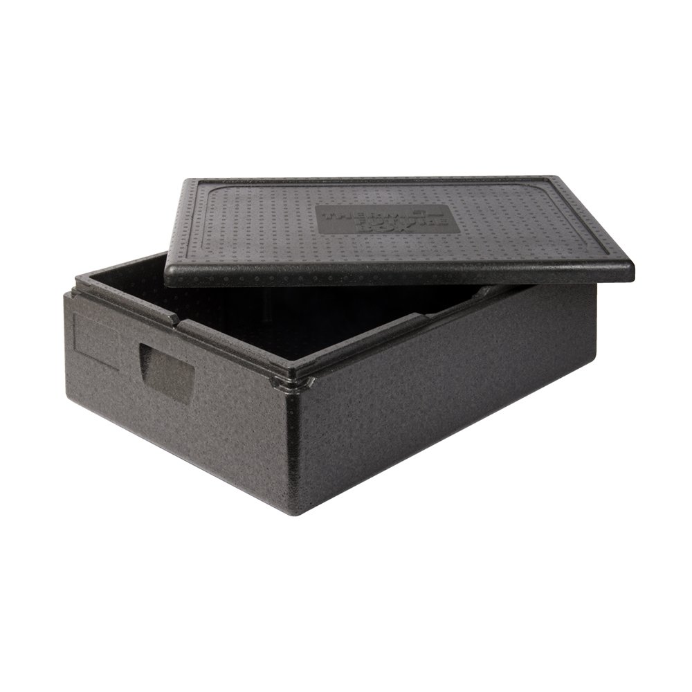 Thermo Future Box Kühlbox Transportbox Warmhaltebox und Isolierbox mit Deckel, Thermobox aus EPP (expandiertes Polypropylen), schwarz, 42 l