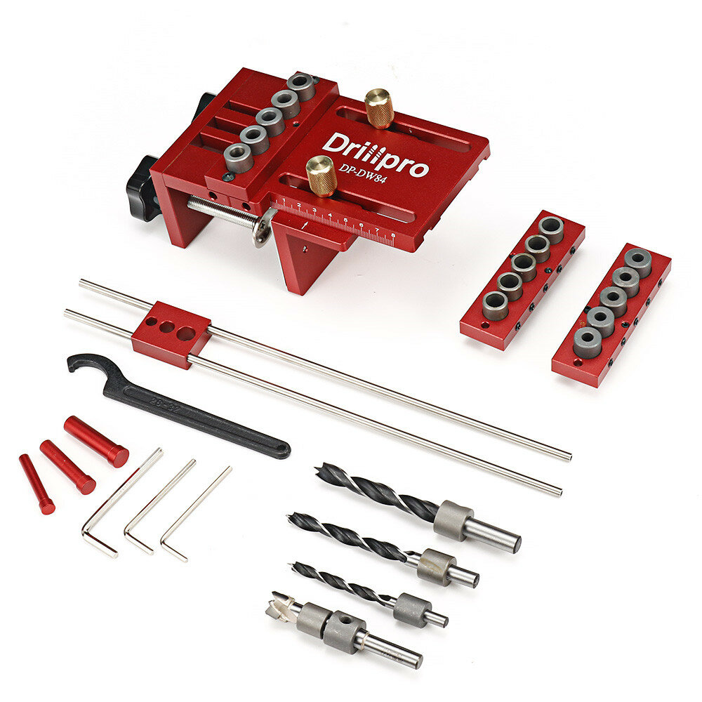 Drillpro 3 in 1 Adjustable Woodworking Doweling Jig Kit Taschenlochlehre Drilling Guide Locator For Furniture Connecting