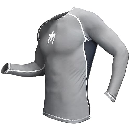 Meister Rush Rashguard-Premium-Shirt für MMA, BJJ & Tauchen, langärmlig, Herren Jungen damen, Charcoal Gray / Black, xxl