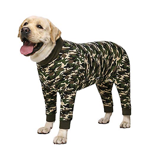 Miaododo Hunde-Pyjama, Jumpsuit für mittelgroße und große Hunde, leicht, bezaubernde Haustierkleidung, Jumpsuit, Einteiler, große Größe, Hunde-Shirt nach Operationen, 32(bust 82cm), camouflage