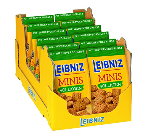 LEIBNIZ Minis Vollkorn - 12er Pack – Mini-Butterkekse aus dem vollen Korn - ballaststoffhaltig – im Vorteilspack (12 x 125 g)