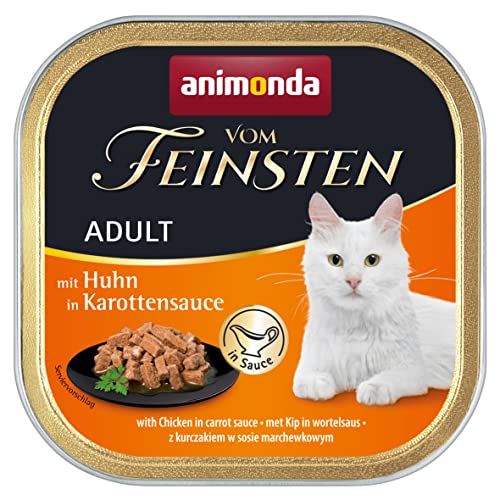 animonda Vom Feinsten Adult Katzenfutter, Nassfutter für ausgewachsene Katzen, mit Huhn in Karottensauce, 32 x 100 g