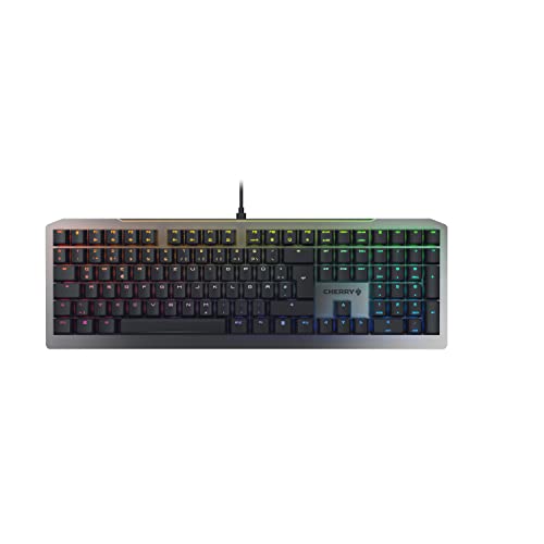 CHERRY MV 3.0, mechanische Gaming-Tastatur mit RGB-Beleuchtung, Deutsches Layout (QWERTZ), leuchtstarkes Aluminium-Design, MV Switches (Viola), schwarz