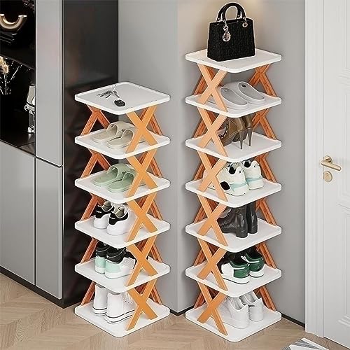 ZXCVB Multi-Layer Shoe Rack Storage Organizer, Thin Shoe Rack for Entryway, Vertical Shoe Rack for Small Spaces, Space Saving Shoe Organizer (Green,5 Tier)