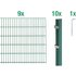 Metallzaun Grund-Set Doppelstabmatte verz. Grün beschichtet 9 x 2 m x 1 m