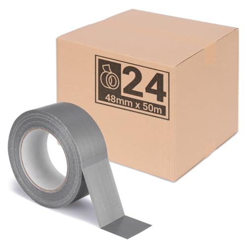 24er Pack | Premium Gewebeband Grau [50m x 48mm] Panzertape Klebeband Reparaturband | hohe Klebekraft | Gaffa Tape