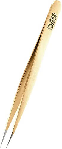 Rubis Splitterpinzette - Vergoldete Pinzette für Splitter und eingewachsene Haare - Spitzpinzette (Gold)