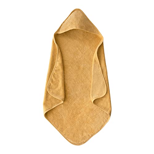 Mushie Baby Handtuch mit Kapuze | Kapuzenhandtuch Für Mädchen und Jungen | 100% Baumwolle | 77,5x77,5cm | Baby Badetuch (Gelb)