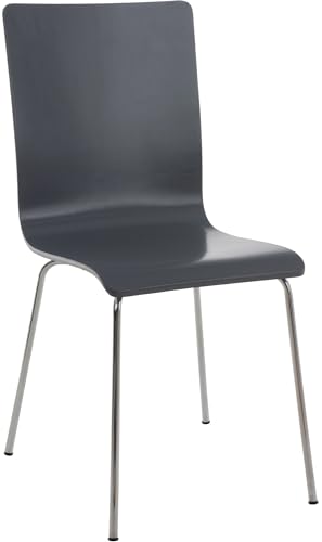 CLP Wartezimmerstuhl Pepe mit ergonomisch geformten Holzsitz und Metallgestell I Konferenzstuhl I erhältlich, Farbe:grau