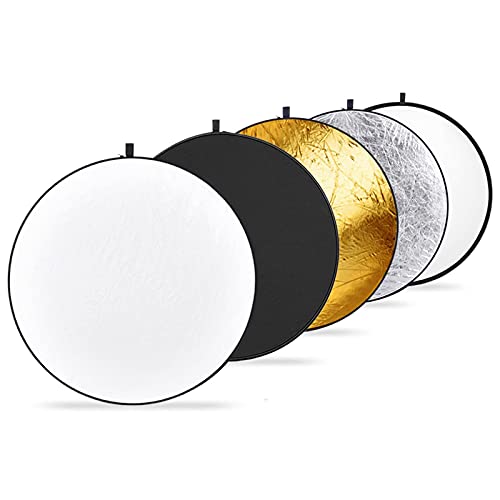 Neewer® 5 in 1 Faltreflektoren Set Reflektor (110CM Ø) Gold, Silber, Weiß, Schwarz und transparent für Studio und Foto Diffusor