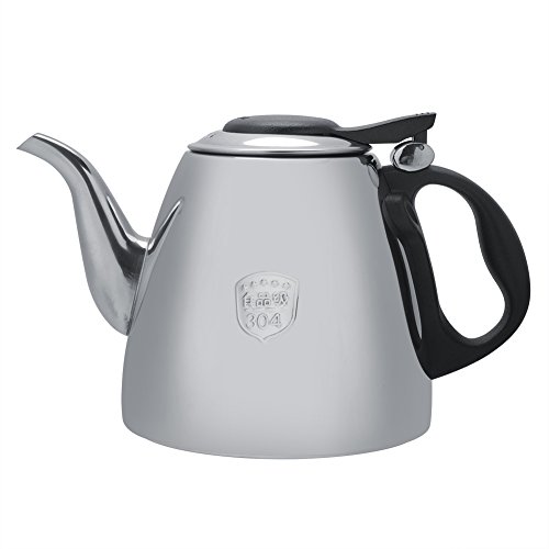 Teekanne, 1,2 l/1,5 l Edelstahl Herd Teekanne Tee Kaffeekanne Wasserkocher Hitzebeständiger Griff(1.5L)