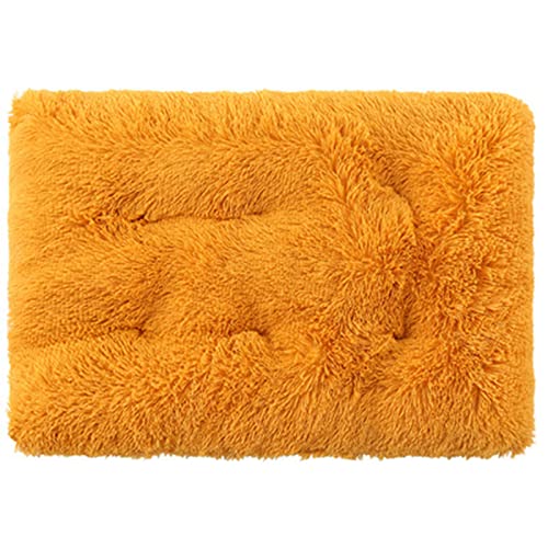 Cozy Hundebett, Plüsch, rutschfest, Kissen für kleine, mittelgroße und große Haustiere, für den Winter, warm, Welpenbox, beruhigendes Schlafnest (XL, Gold)