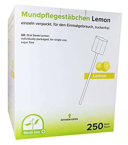 Medi-Inn Mundpflegestäbchen zuckerfrei zur Mundpflege (1 x 250 Stück, Geschmack Lemon)