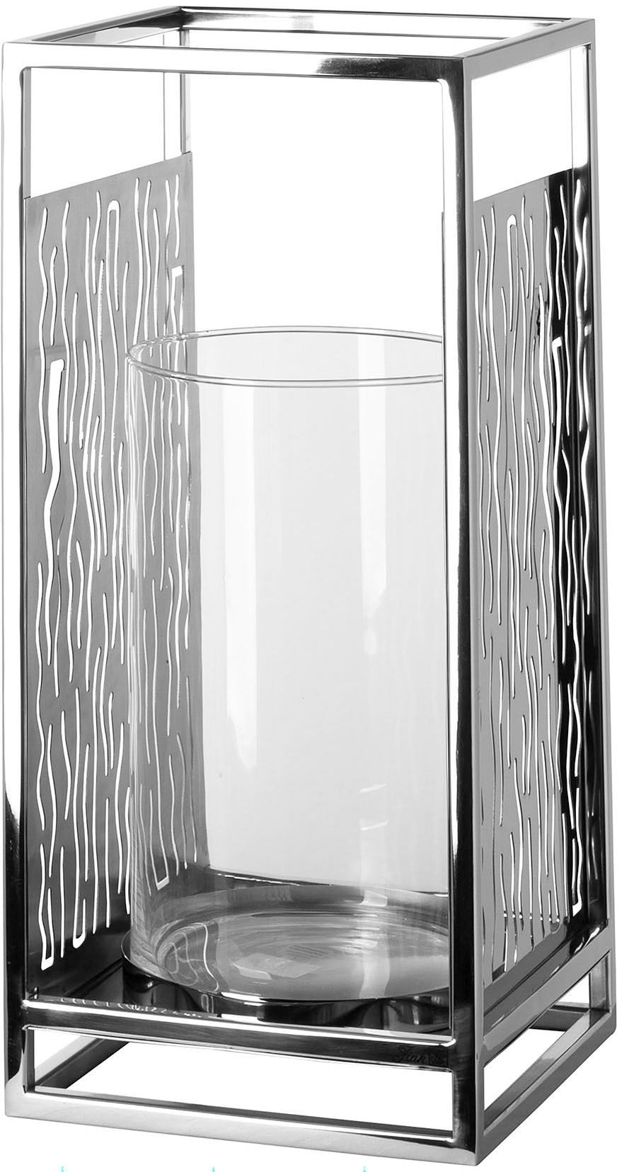 Fink Windlicht "Kerzenhalter NICOSA", (1 St.), aus Edelstahl und Glas, mit ausgestanzten Cut-Outs