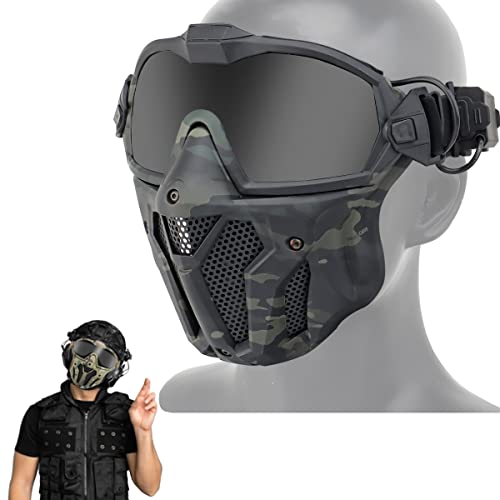 WLXW Airsoft Maske Taktische Paintball Maske Abnehmbare Schutzbrille Mit Anti-Beschlag Ventilator System, Für Halloween Jagd CS Wargame,Bcp