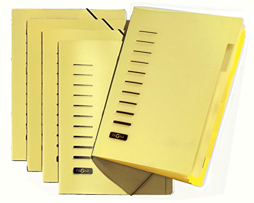 5er Pack Pagna Ordnungsmappe 6-teilig aus PP, Eckspanngummi, farbiger Registerkarton [ gelb ]