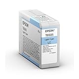 Original Epson C13T850500 / T8505, für SureColor SC-P 800 Premium Drucker-Patrone, Cyan hell, 80 ml
