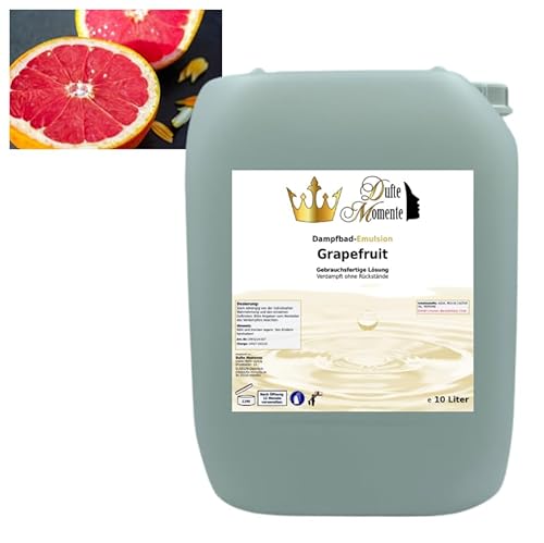 Dampfbad Emulsion Grapefruit - 10 Liter - gebrauchsfertig für Dampfbad, Dampfdusche, Verdampferanlagen in Premium Qualität von Dufte Momente