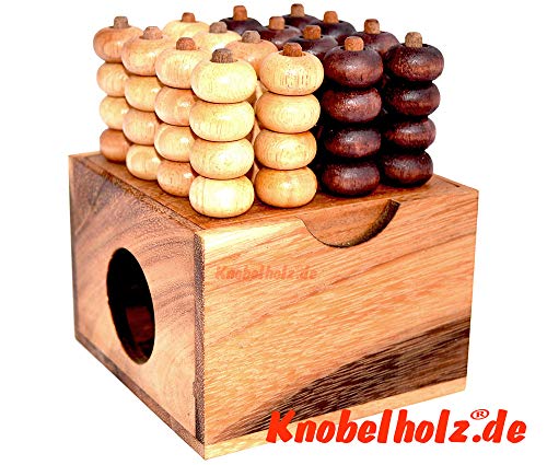 Raummühle 3D 4x4 Vier ineiner Reihe Box Knobelholz Strategiespiel für 2 Spieler Connect Four Vier Deiner Farbe, Bingo 3D, Viererreihe