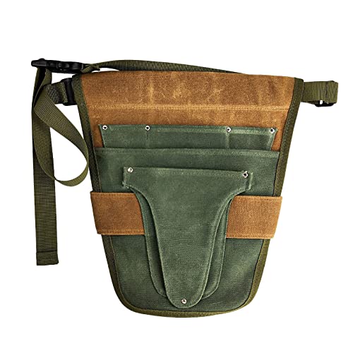 Garten Werkzeug Gürtel Werkzeug Hüfttasche mit mehreren Taschen für Damen & Herren Grün und Braun, 28,5 x 30 cm