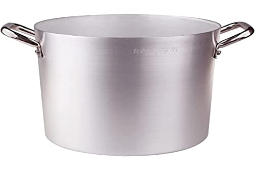 Pentole Agnelli Aluminium-Topf, 2 Griffe aus Edelstahl, Silberfarben. 26 cm Silber/schwarz