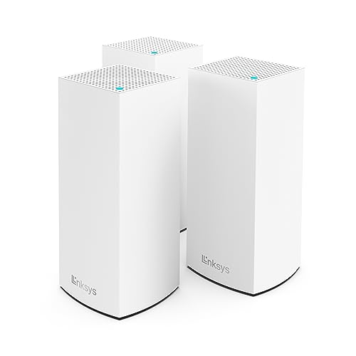 Linksys Atlas 6 Mesh-WiFi 6-System – Dual-Band AX3000 WLAN Router Extender mit 4-mal höherer Geschwindigkeit bis zu 3,0 Gbit/s – mehr als 75 Geräte und 558 m² Funkabdeckung – 3er-Pack, Weiß