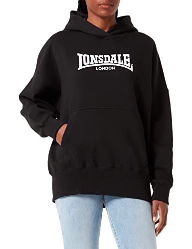 Lonsdale Women's STRINGSTON Kapuzensweatshirt, Black/White, XL