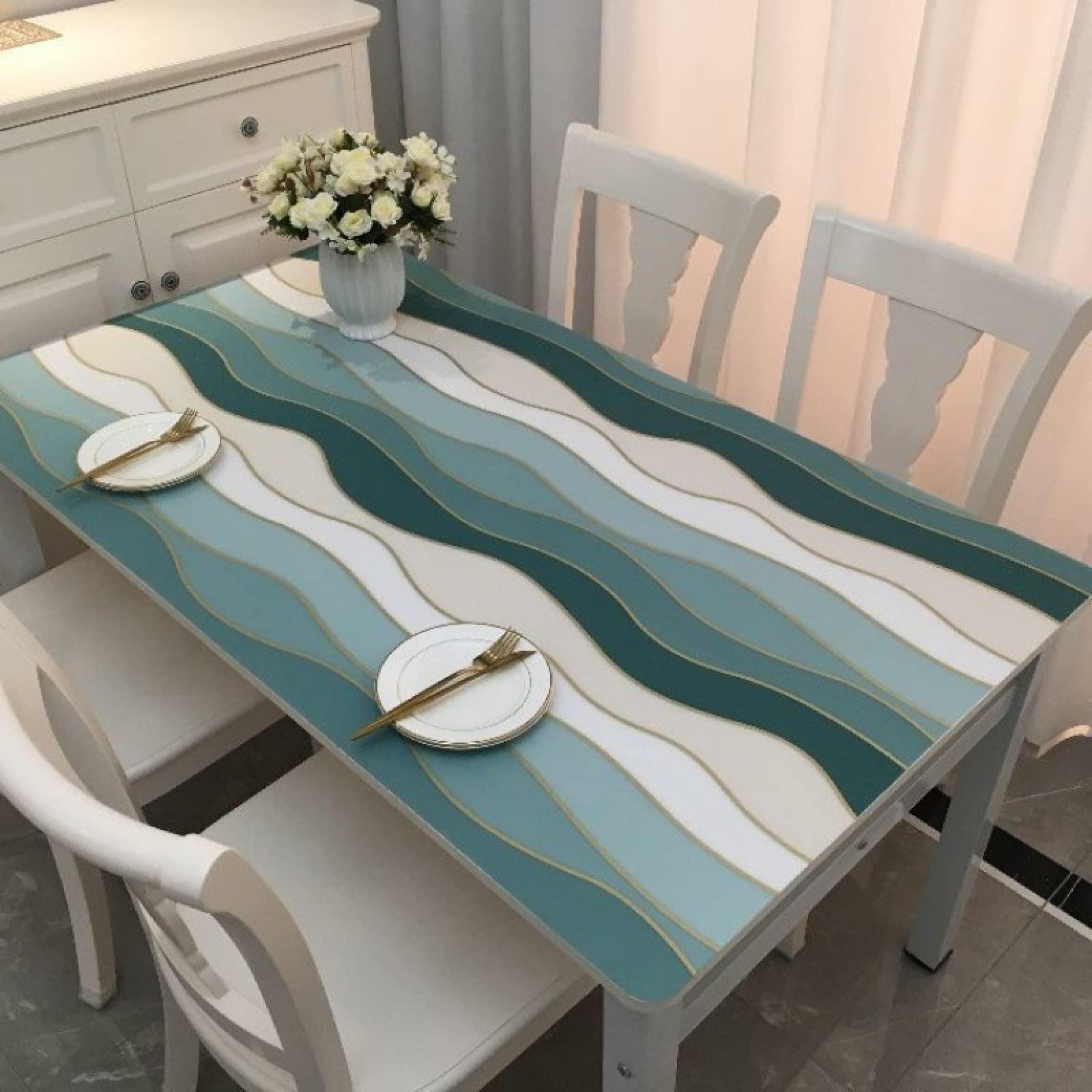 WALLDOR Hochwertig gefertigtes Tischtuch,Damast Tischdecke,wasserdichte PVC-Tischdecke, ölbeständige Einweg-Couchtischmatte, B, 80 x 120 cm