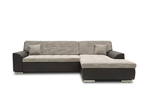 DOMO Collection Treviso Ecksofa, Sofa in L-Form, Polsterecke, grau/schwarz, 267x178x83 cm