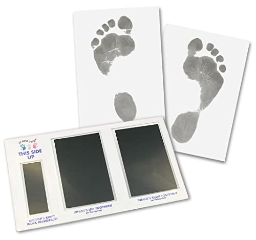 3D Hand Design Set für Fußabdruck | schwarz | für Neugeborene & Babys bis 3 Monate auf jedem Papier | Magic Footprint Standard (Papierfarbe: Weiß, bis zu 16 Abdrücke)