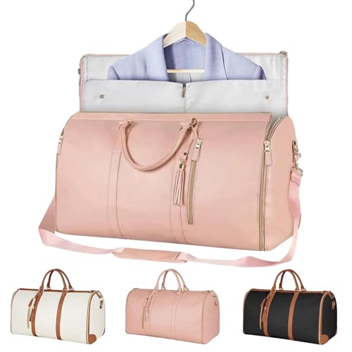 Zentoteex Faltbare Reisetasche, Lucshy-Reisetasche, Faltbare Kleidertasche, Faltbare Reisetasche Für Hängende Kleidung, Faltbares Anzuggepäck Mit Hoher Kapazität (Rosa,One Size)