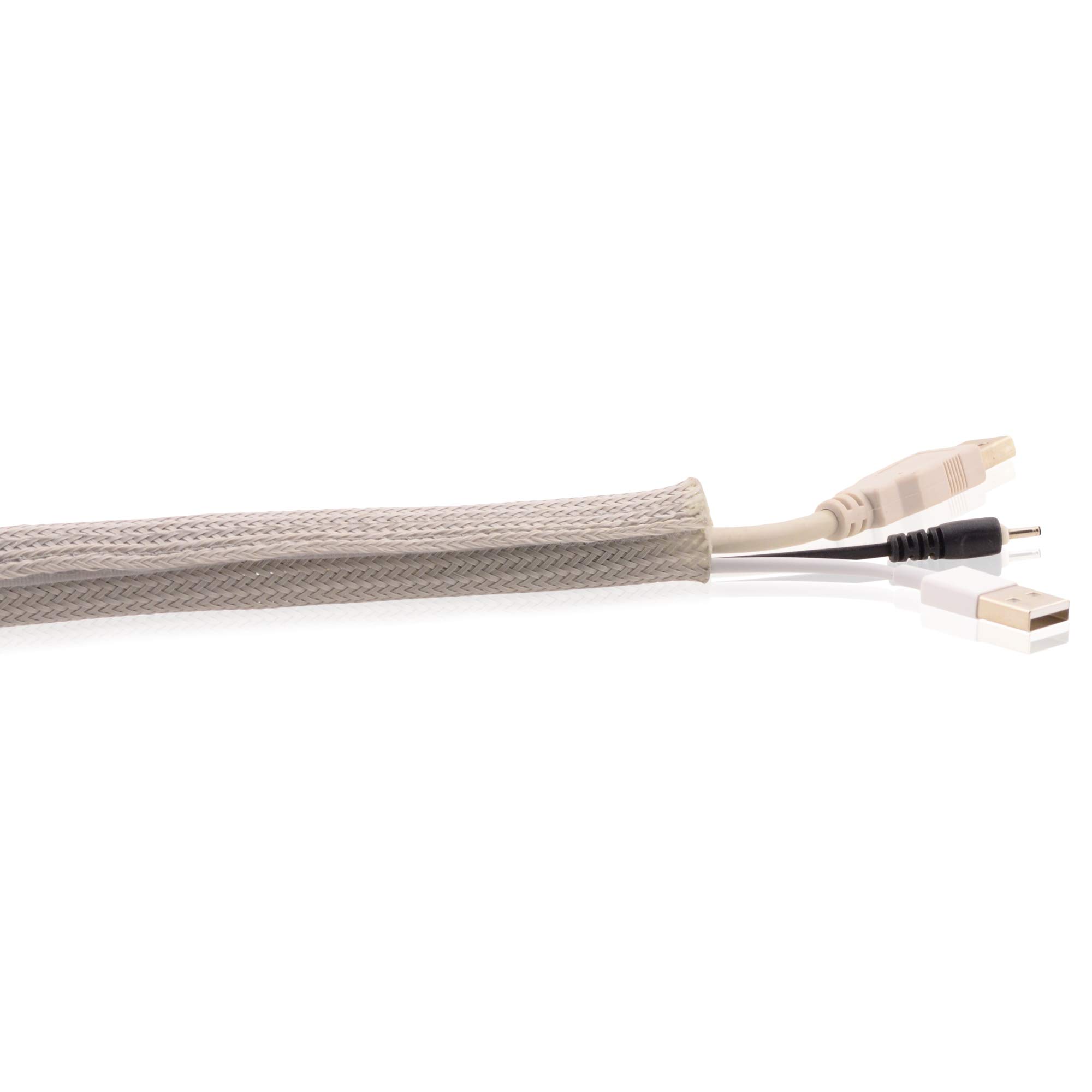 Kabelschlauch Gewebeschlauch in Grau mit praktischem Klettverschluss, 36-40mm Durchmesser, Länge 5m für eine flexible Kabelsortierung & Kabelschutz
